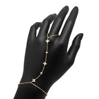 Stone Twilight Hand Chain Bracelet in Rose gold on Mannequin with white background