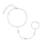 luxury Stone Path Hand Chain Bracelet in Silver 