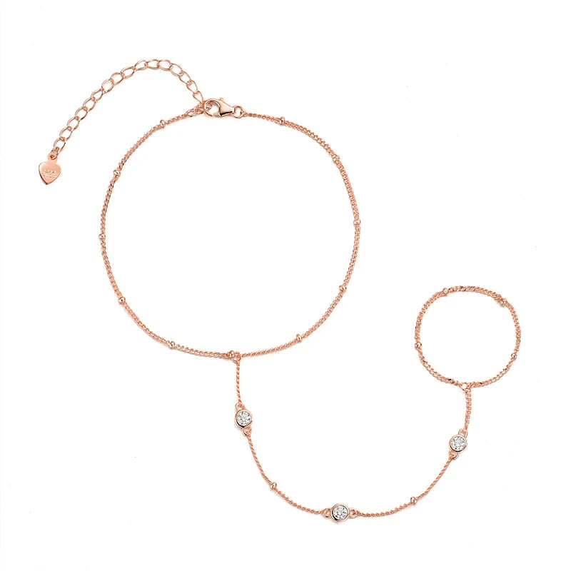 luxury Stone Path Hand Chain Bracelet in Rose gold